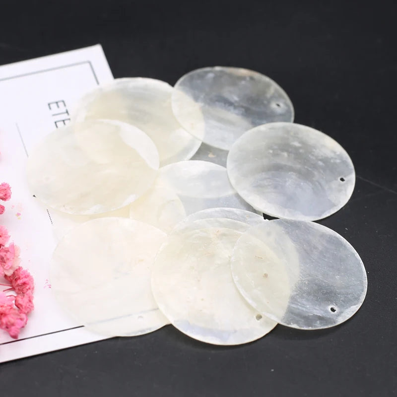 Natural Shell Pendant Charms for Jewelry Making - 100pcs Round White Slices