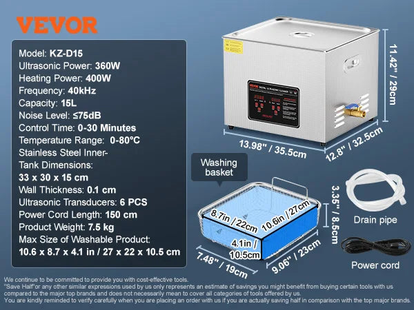 Stainless Steel Ultrasonic Cleaner 2L-30L Digital Home & Professional Appliance