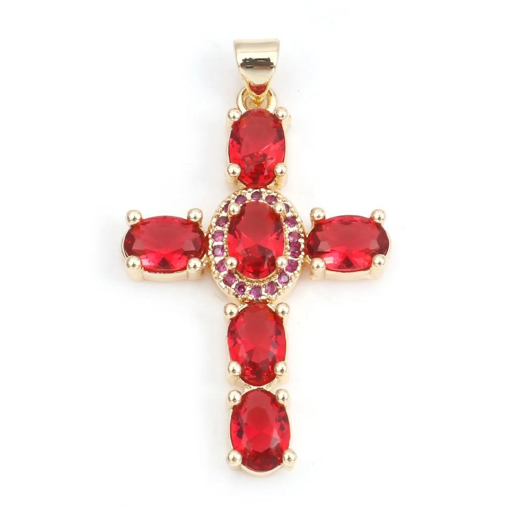 Copper Religious Cross Pendant Jewelry Findings for DIY Necklace & Bracelet Making 4cm x 2.3cm