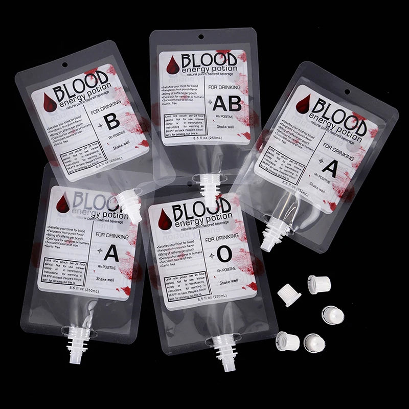 Halloween Blood Bag Drink Pouch Fake Blood & Beverage Prop - 250ml