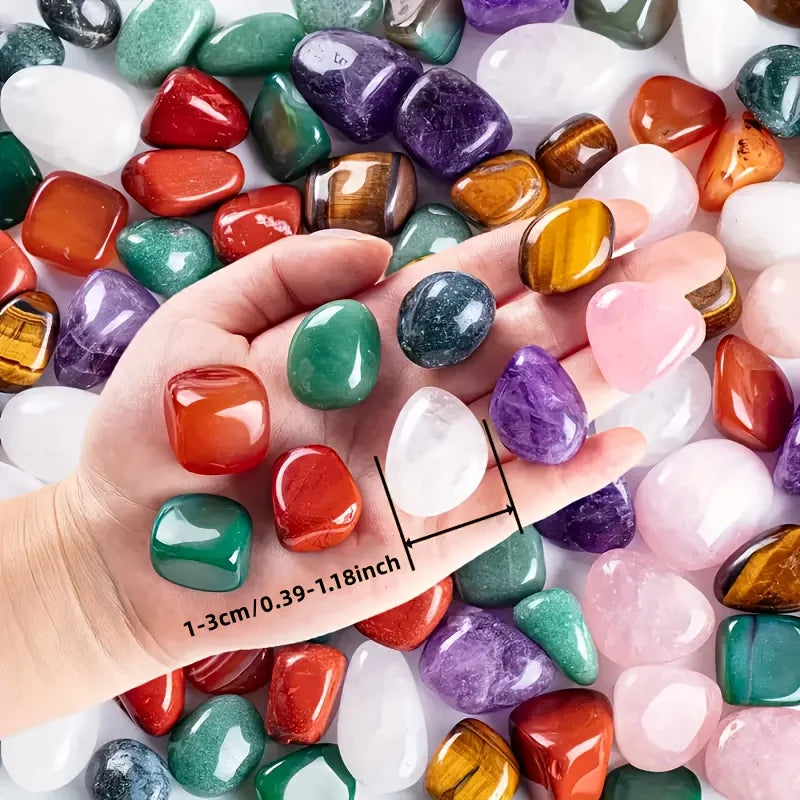 Natural Tumbled Stones & Crystal Mix - Decorative Gems for Jewelry & Crafts