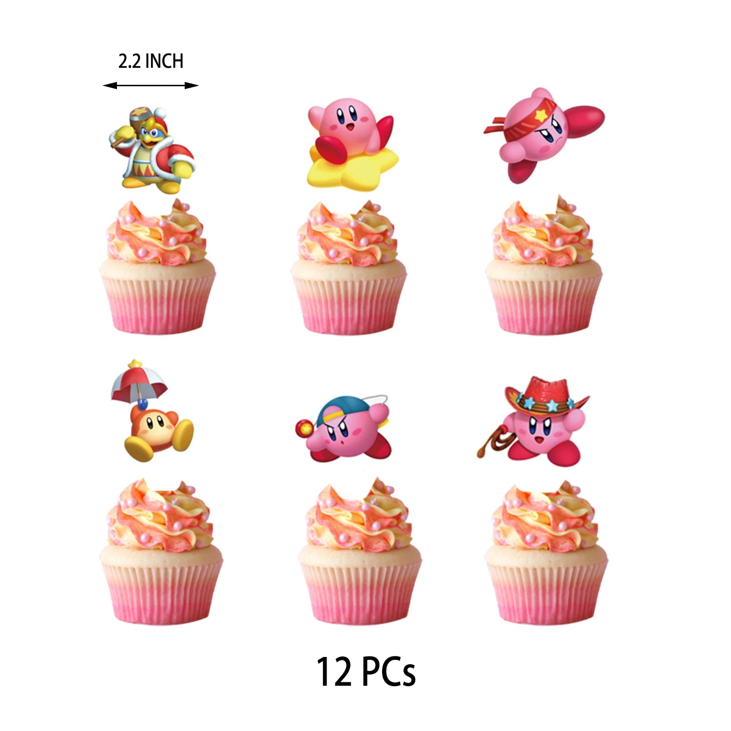 Disposable Birthday Party Cutlery and Plate Set with Banner and Balloons - Kirby Themed Celebration Supplies