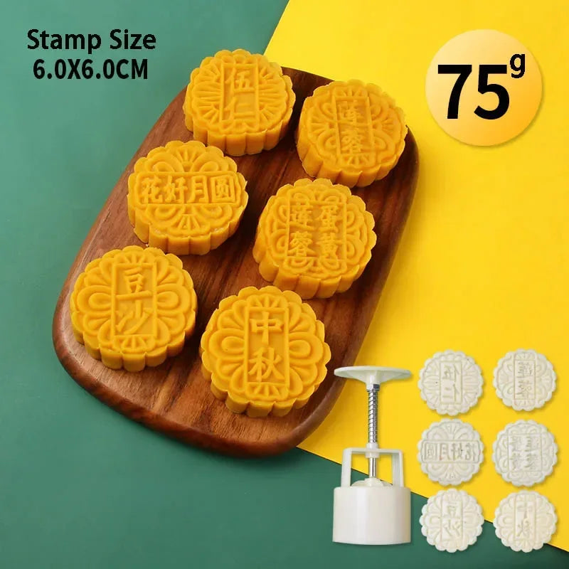 Mooncake Mold Set for Chinese Festival Baking - Multi-Color Plastic Cookie Cutter