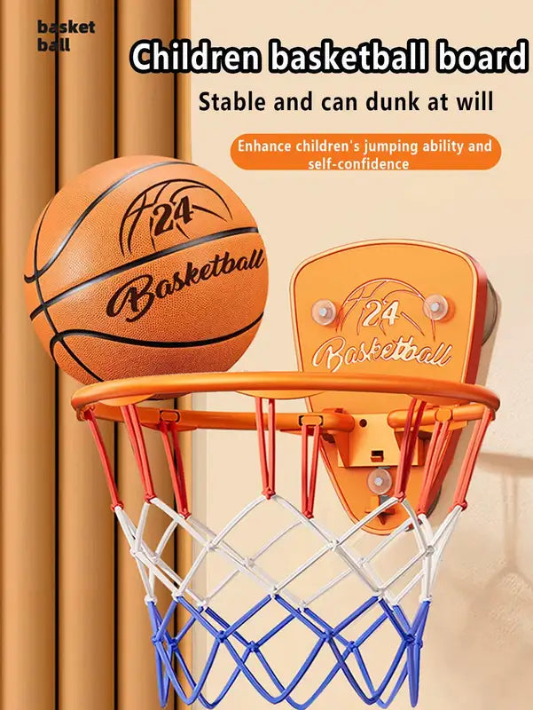 Kids Indoor Basketball Stand Set with Silent 7-Inch Hoop - Punch-Free Home Sports Equipment