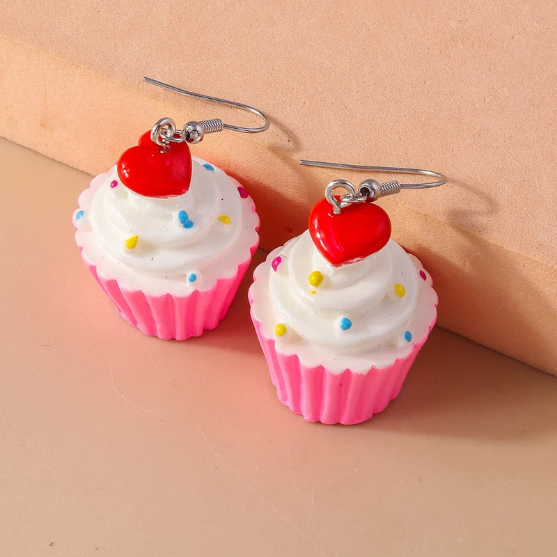 Cute Resin 3D Cake Earrings for Women Girls - Food Drop Jewelry Gifts