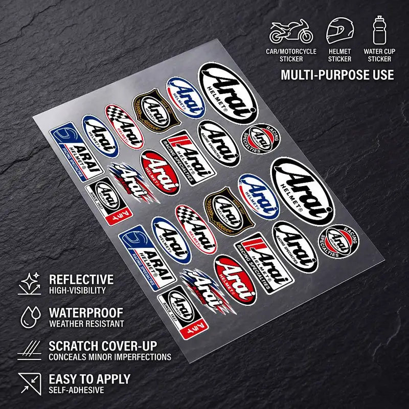Reflective Waterproof Sticker Set for Motorcycle, Car & Helmet Scratch Cover - XL & Medium Variants