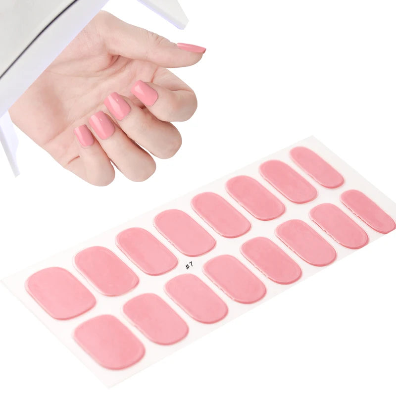 Semi-Cured UV Gel Nail Sticker Full Cover Waterproof Long-Lasting Nail Wraps