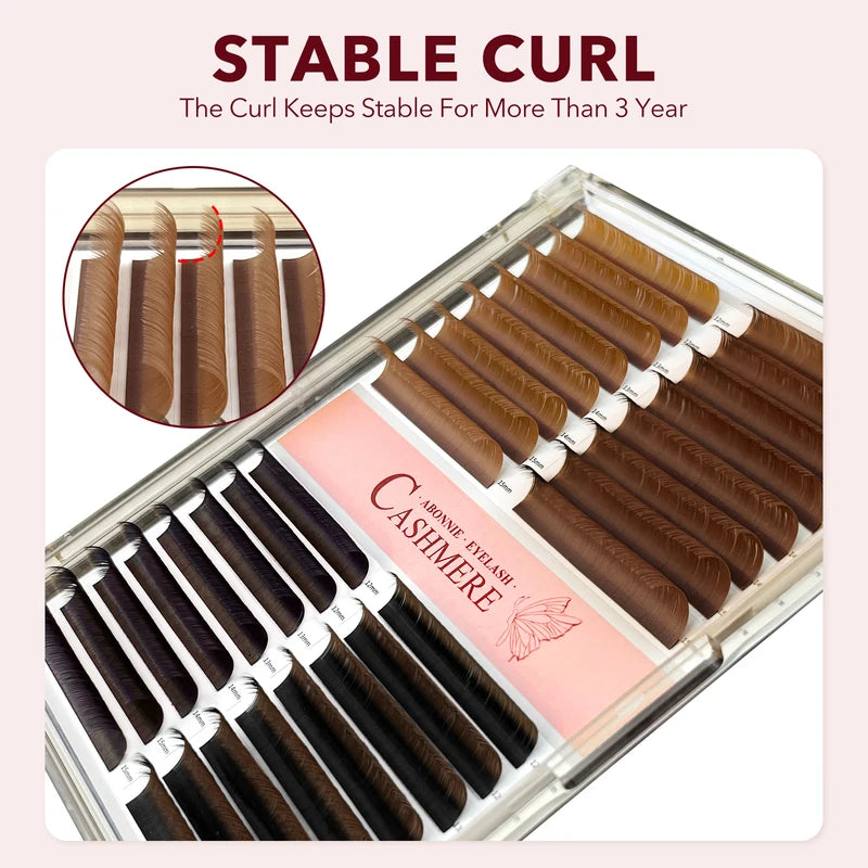 False Eyelash Extensions Fluffy 32 Rows Brown CC Curl Mixed Tray - Natural Look