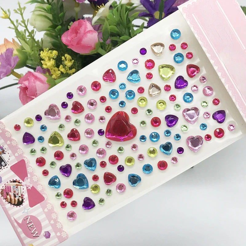 Kids Face Art Stickers with Rhinestones - Temporary Makeup Tattoos, 100% High Quality