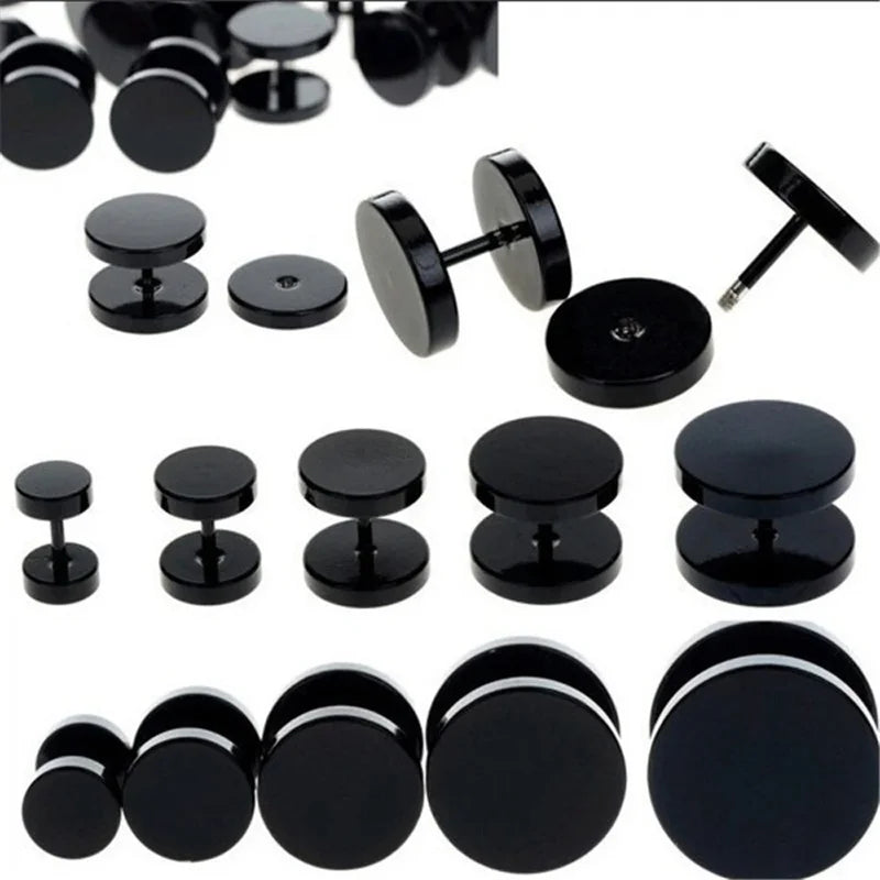 Unisex Round Stud Earrings for Women & Men - Stainless Steel, 2-14mm