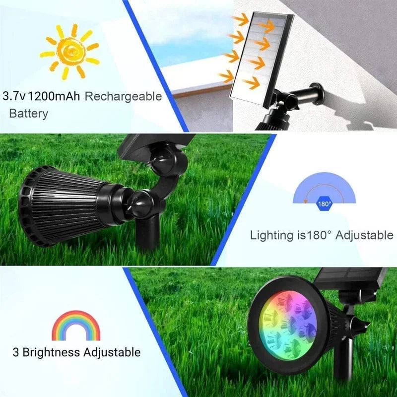 9 LED Solar Spot Lights Outdoor Waterproof Landscape Pathway Garden Lighting