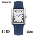Unisex Square Dial Quartz Watch with Leather Strap - Waterproof & Sports Casual