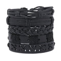 5pcs Unisex Punk Rock Leather Braid Bracelets - Adjustable & Stylish