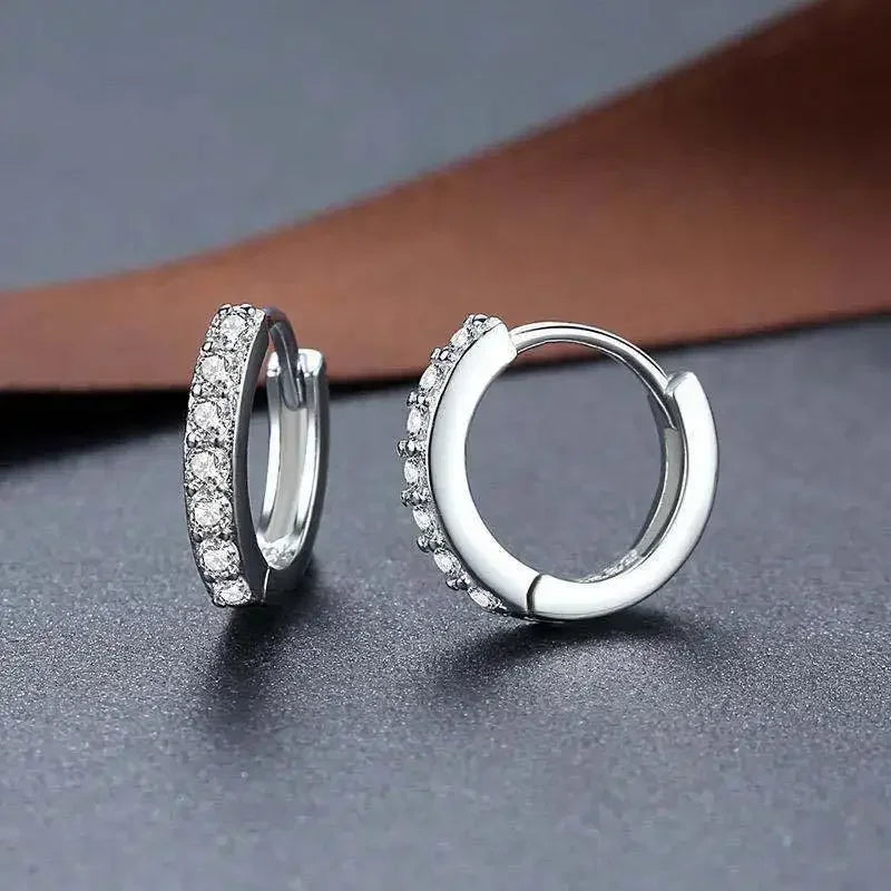 Elegant Silver Color Round Hoop Earrings for Women Wedding Jewelry Charm Sparkling Zircon