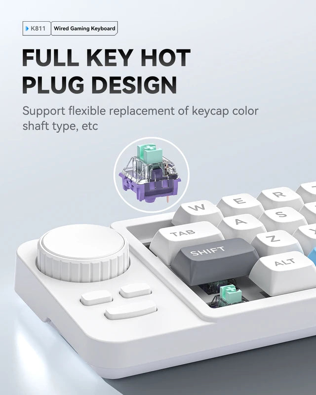 Programmable Wired Mechanical Keyboard with Volume Scroll Wheel and 19-Key Hot-Swappable Numeric Keypad
