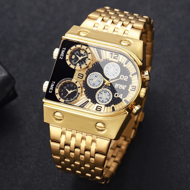 Men's Luxury Gold Quartz Watch with Stainless Steel Band - Casual Business Style