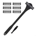 Men's 2-in-1 Silicone Back Shaver & Scrubber with 3-Layer 6-Blade Razor