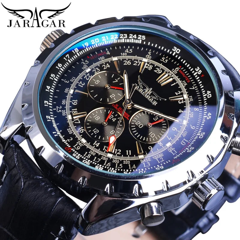 Automatic Mechanical Watch for Men Chronograph Luminous Dial Multiple Functions