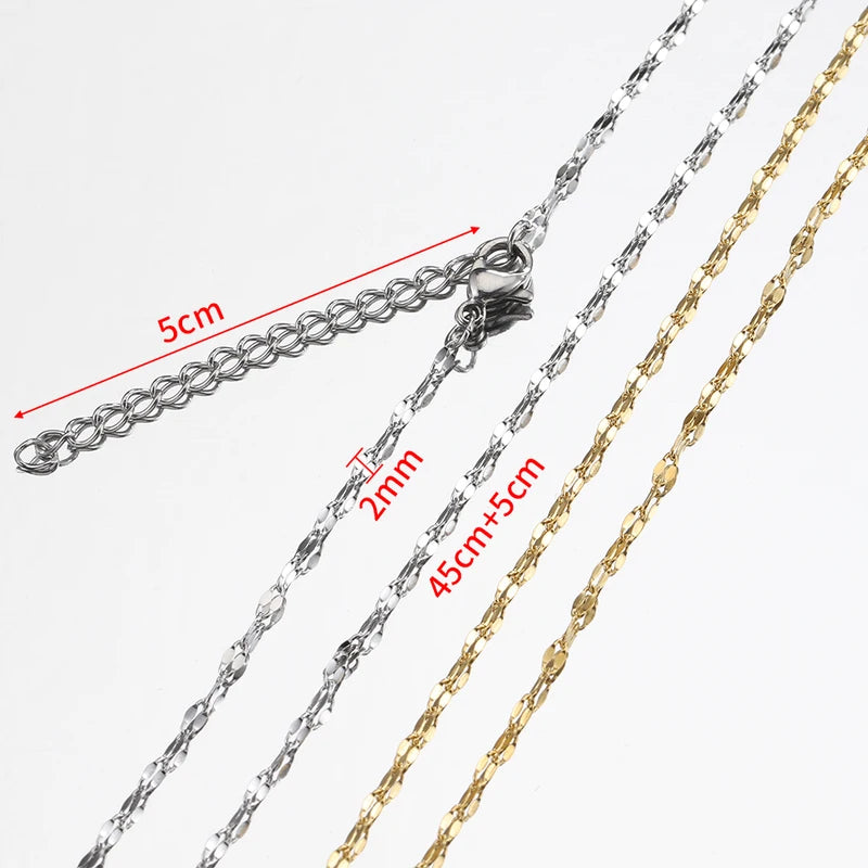 5pcs Stainless Steel Bead Chain Necklace Chains for DIY Jewelry Making