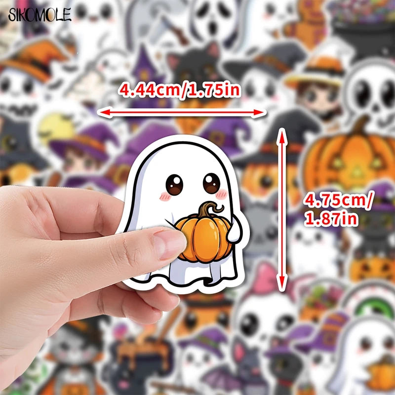 Halloween Ghost Pumpkin Stickers 10/30/50pcs Cute Kawaii DIY Phone Laptop Decor