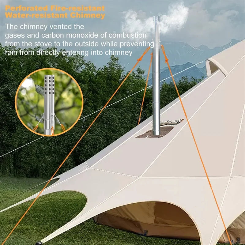 Portable Wood Burning Stove with Chimney Pipes for Camping & Outdoor Heating