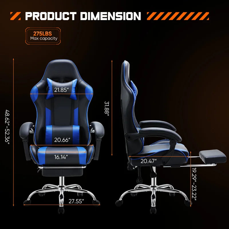 Ergonomic Racing Gaming Chair with Adjustable Height & Swivel PU Leather