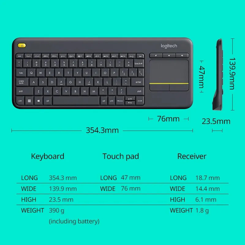 Wireless Touch Keyboard with Touchpad for Smart TV & Laptop - 87 Keys