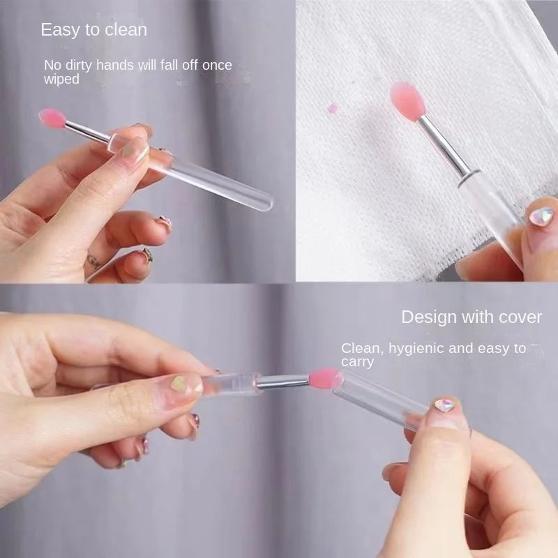 Portable Silicone Lip & Eye Makeup Brush Set - Soft, Multifunctional Applicators