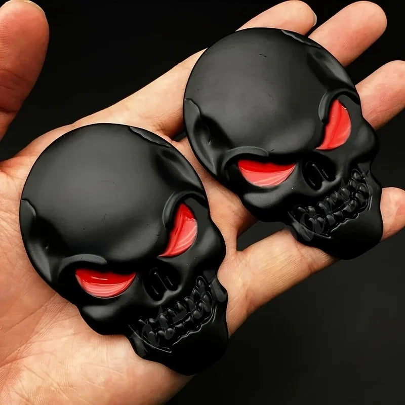 2pcs Skull Pirate Skeleton Car Emblem Badge Decal - Universal Metal Sticker