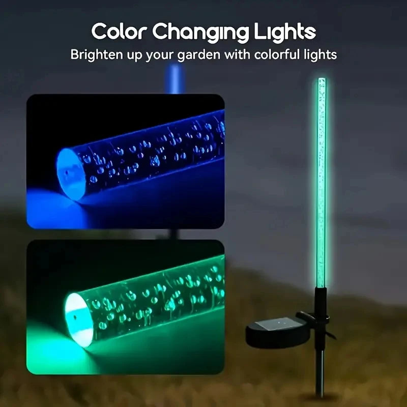 Color-Changing Solar Garden Stake Light with Bubble Sculpture - Waterproof Outdoor LED Lamp for Yard & Pathway