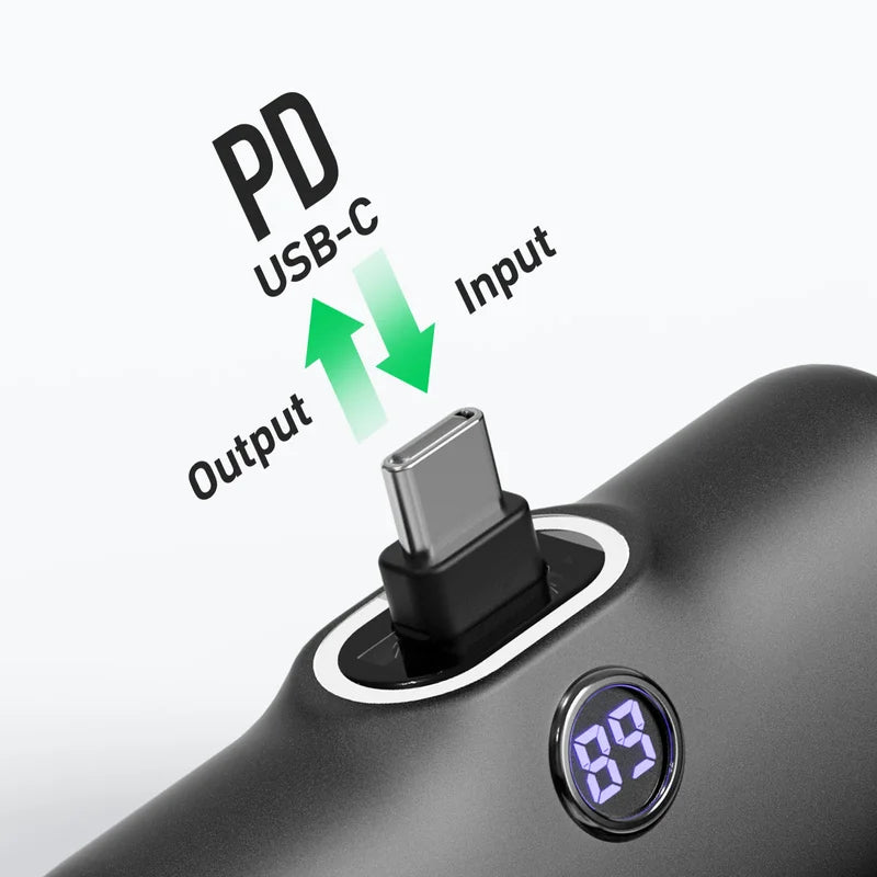 Mini 5000mAh Fast Charging Power Bank with Digital Display - Portable Ultra-Fast Power Supply