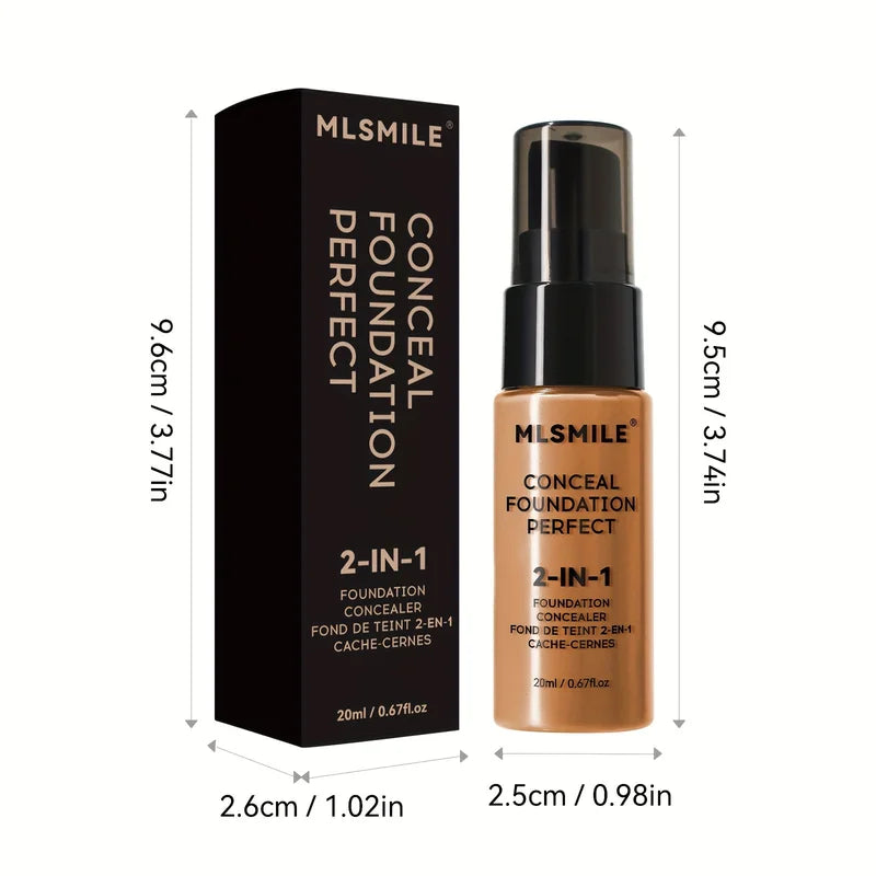 2-in-1 Oil Control Liquid Foundation & Concealer - Full Coverage Waterproof Makeup