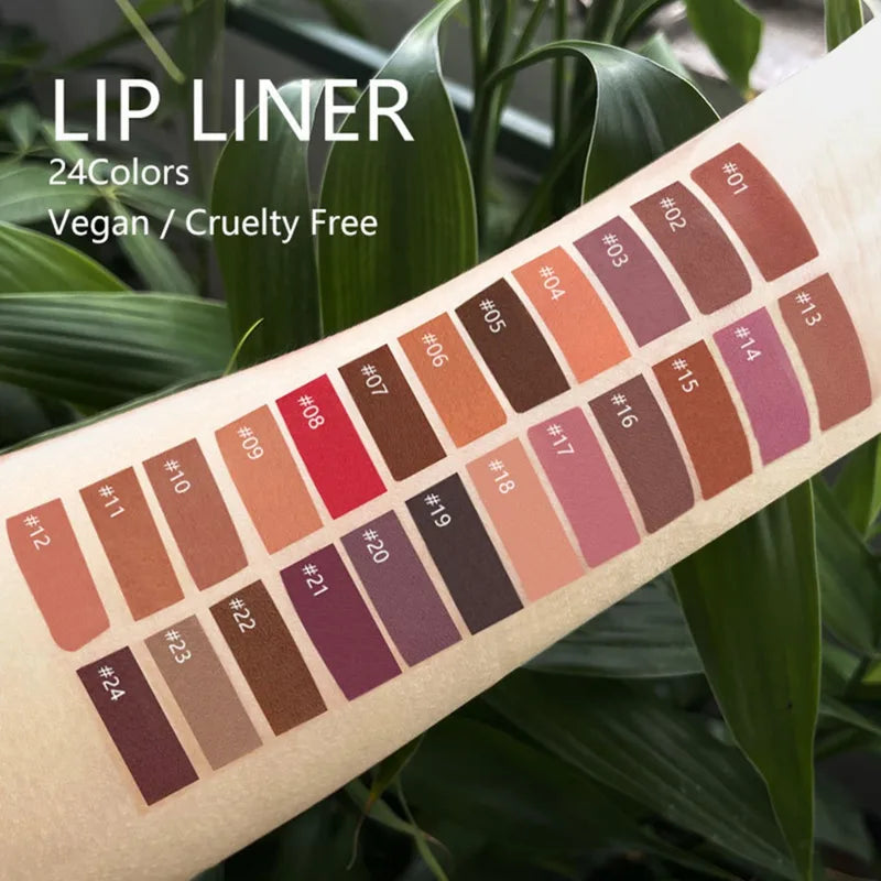 Vegan Lip Liner Pencil Set 6 Colors Matte Non-Stick Lipstick Makeup Kit