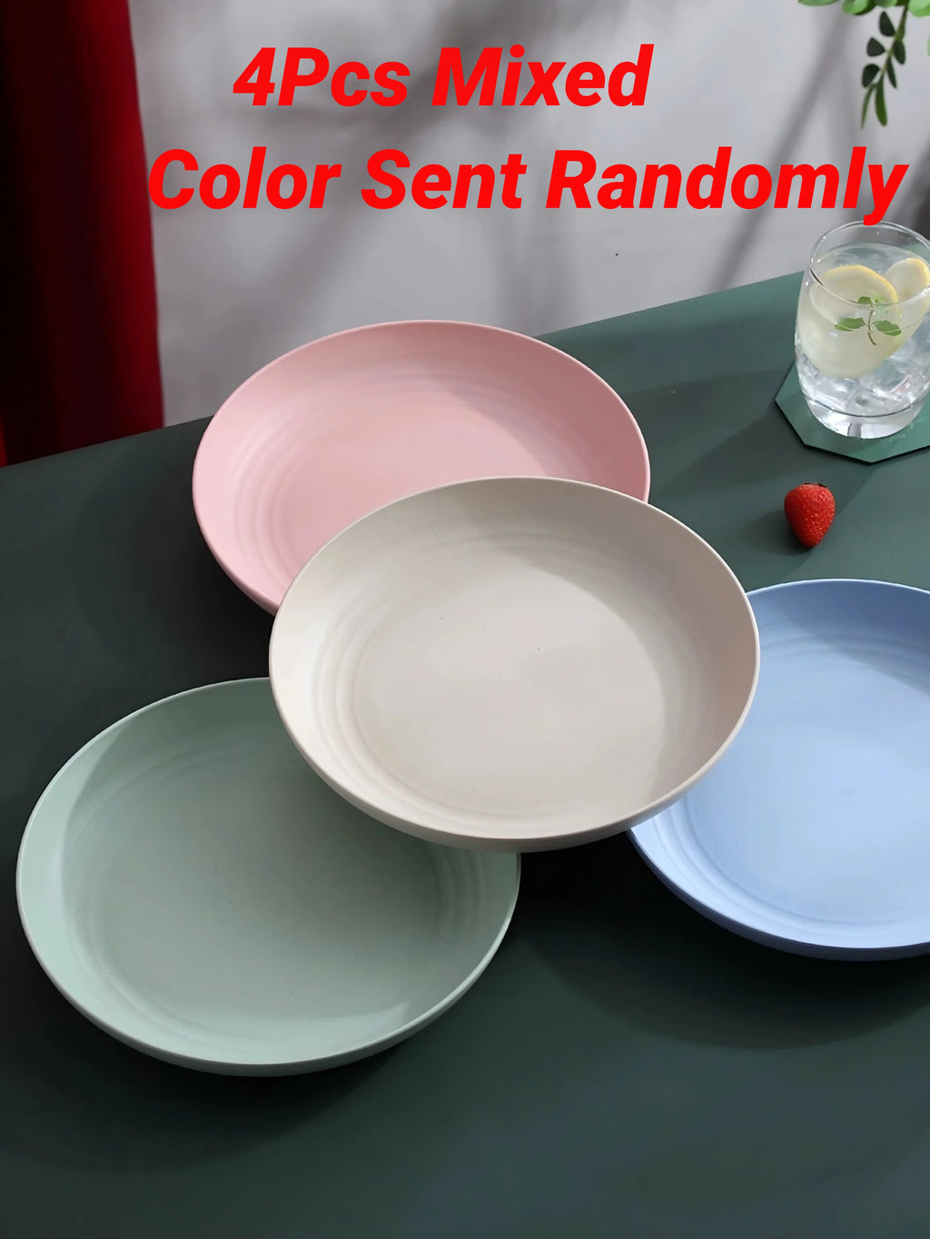 Unbreakable Wheat Straw Dinner Plate Set - Reusable Microwave & Dishwasher Safe