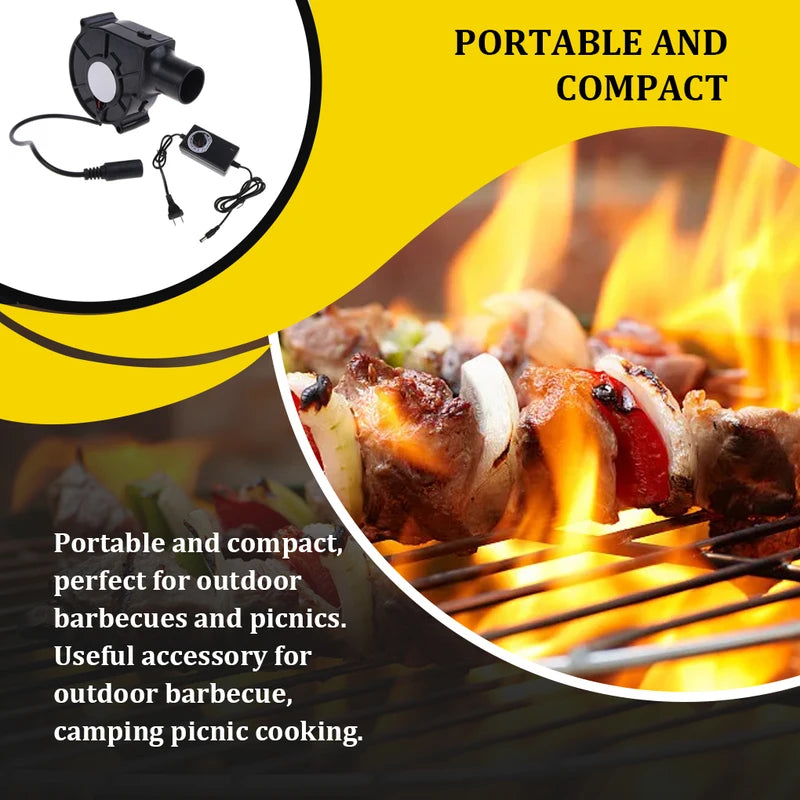 Portable Adjustable Speed BBQ Fan Handheld Air Blower for Camping Grilling