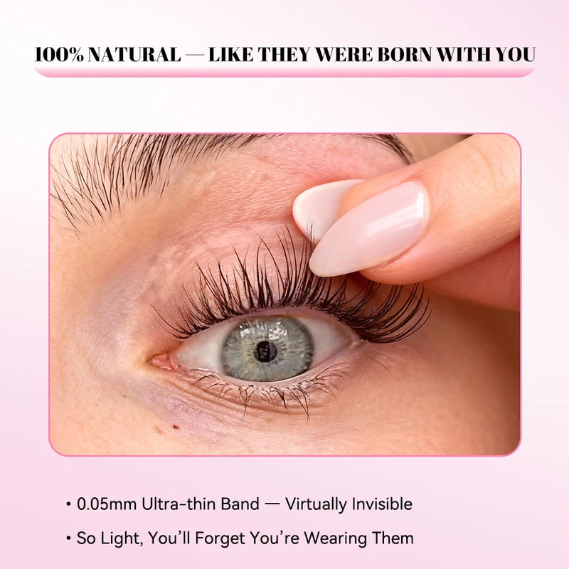Waterproof Eyelash Clusters Kit with Bond & Seal Remover - Natural Look, Beginner Friendly