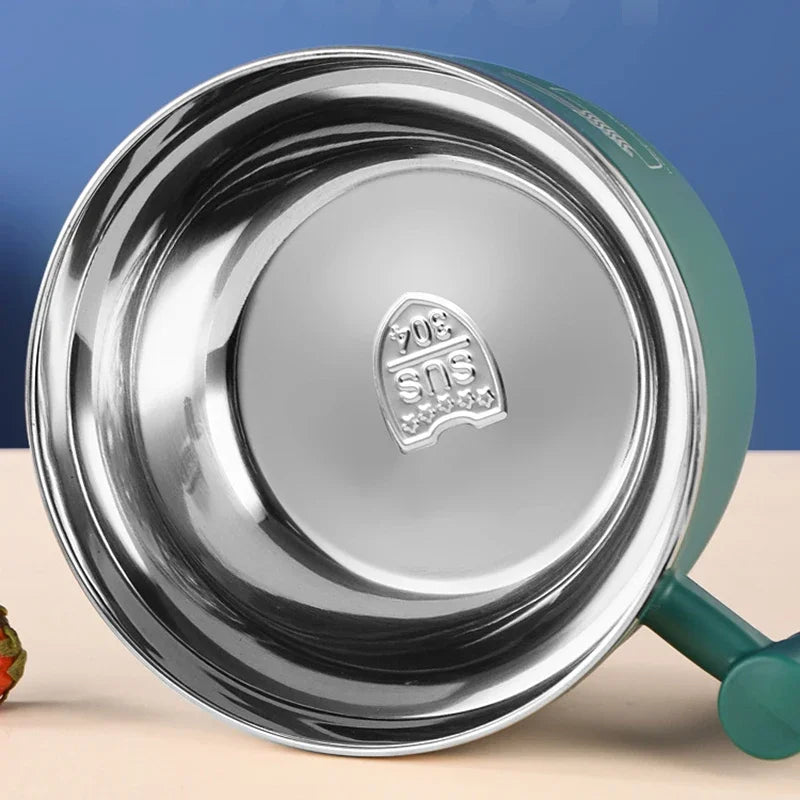 Stainless Steel Instant Noodle Bowl with Lid & Handle - 1000mL, Sealed & Portable Kitchen Drain Bowl