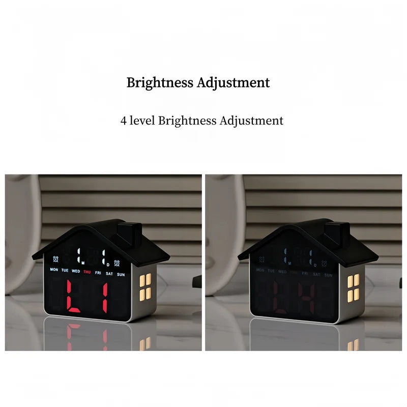 Voice Control Digital Alarm Clock with Night Light, Brightness Adjustment, 12/24H Display