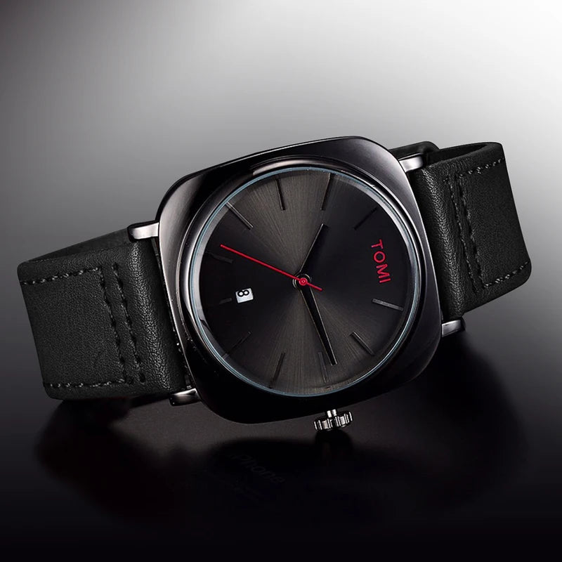 Men's Minimalist Business Square Disc Watch - Elegant Quartz Timepiece