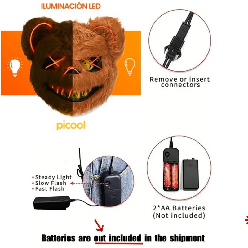 Halloween LED Face Mask - Luminous Animal Cosplay Costume Accessory