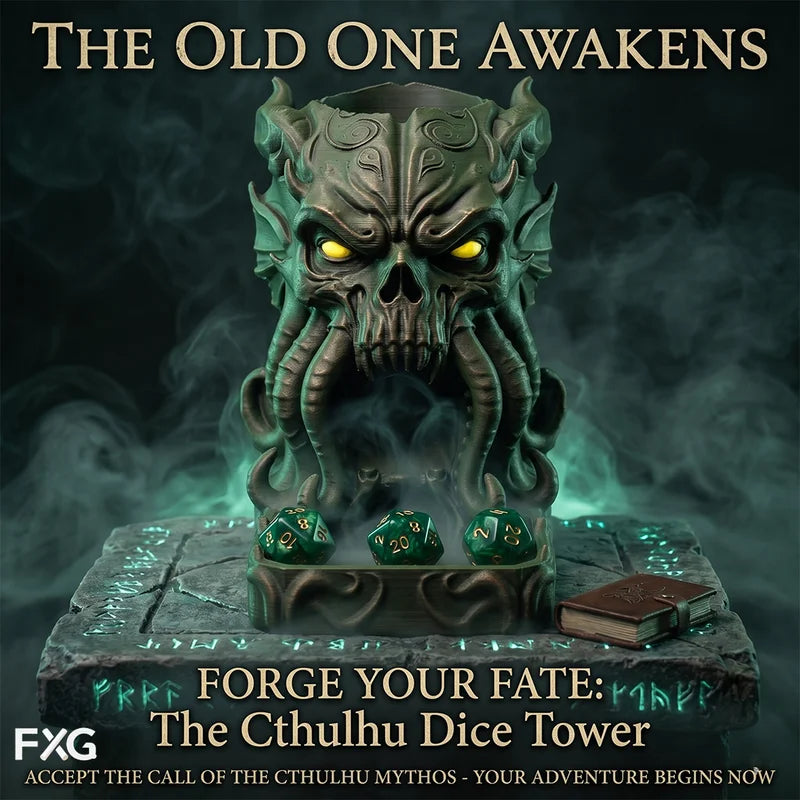 Cthulhu Dice Tower Decorative Ornament for TTRPG, Desk Decor, Dark Nautical Style
