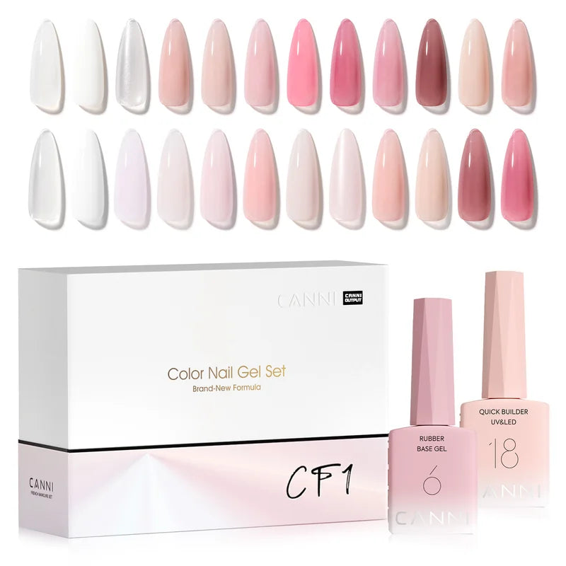 6PCS Nail Gel Polish Kit - TPO & HEMA Free Jelly Color Builder UV Gel Set