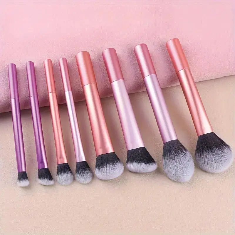 8-Piece Makeup Brush Set - Soft Synthetic Hair, Cruelty-Free, Easy to Clean