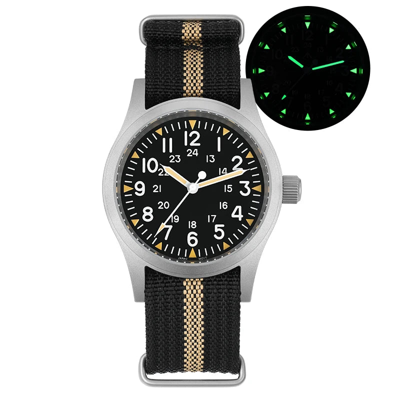 Militado Military Field Watch 38mm Quartz Sapphire Crystal Waterproof 100M