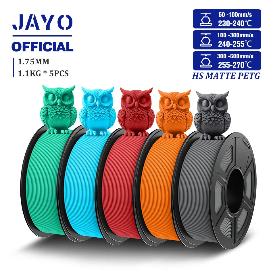 3D Printer Filament Set PLA PETG Silk Wood Marble 1.75mm 5 Rolls 1.1KG