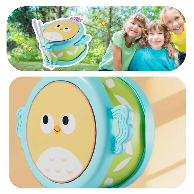 Educational Double-Sided Owl Drum - Musical Instrument for Motor Skills & Brain Development