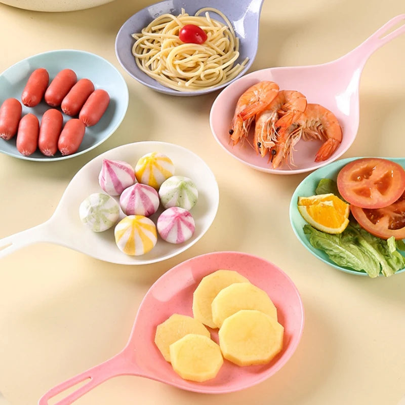 Large Handheld Dessert Plate with Handle - Multi-Color Food Serving Tray
