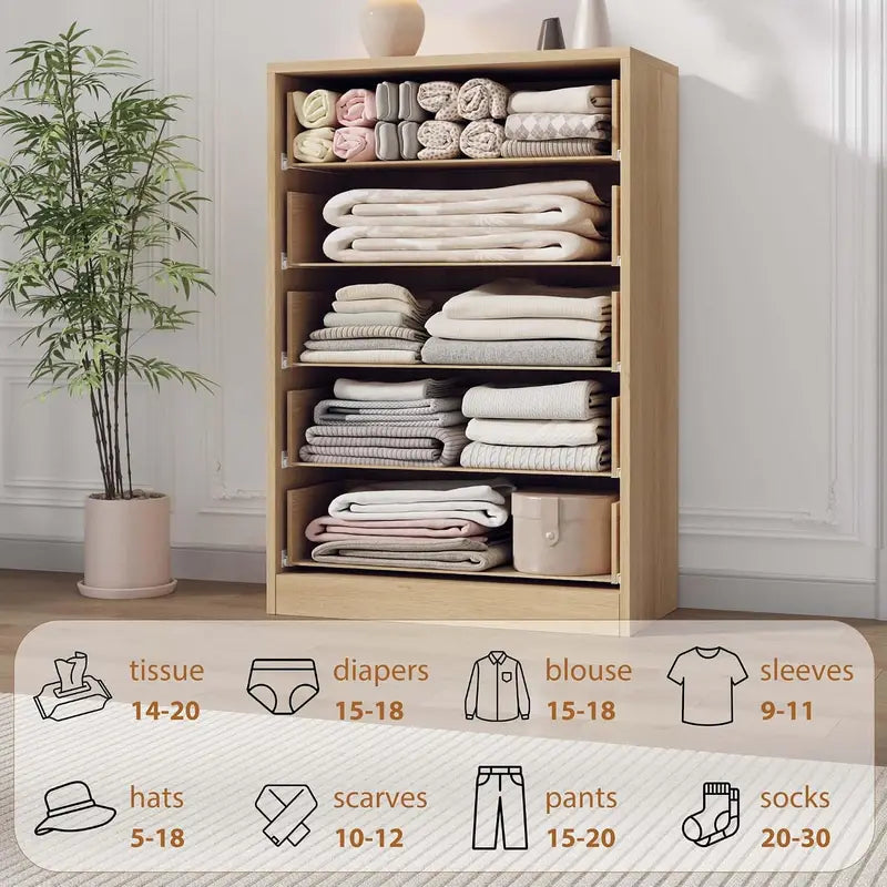 Tall Wooden 5-Drawer Storage Chest - Versatile Bedroom & Living Room Cabinet