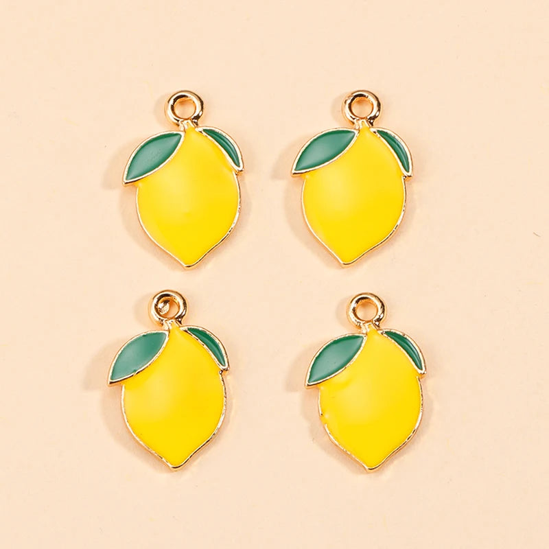 10Pcs Alloy Enamel Lemon Charm for Jewelry Making DIY Necklace Earrings Charms