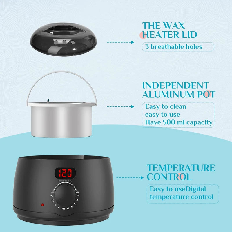 500ml Wax Heater Machine for Hair Removal with Digital Display - Wax Melting Pot